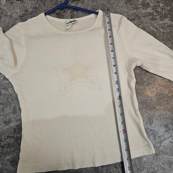 Y2K Spit Cream Long Sleeve Star Top Vintage 2000s Star Graphic Minimal Aesthetic - Picture 7 of 8